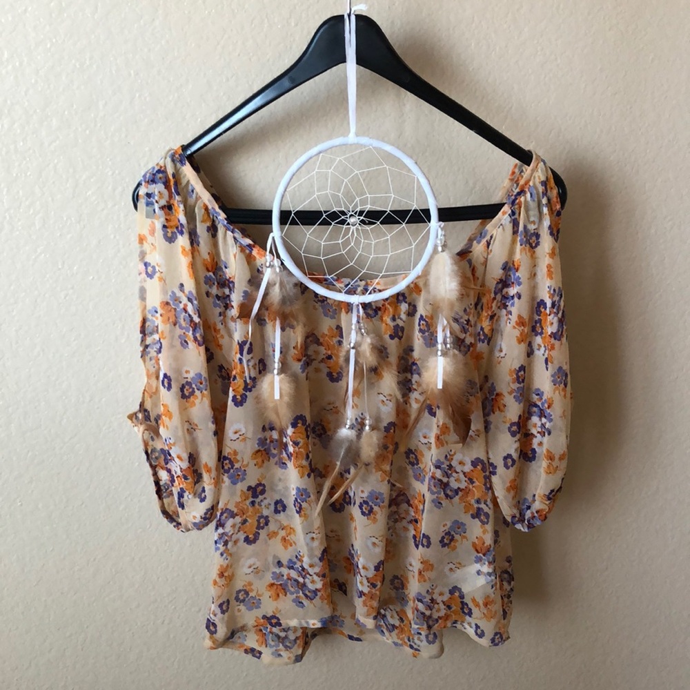💛rare cute boho chiffon coachella top 💛